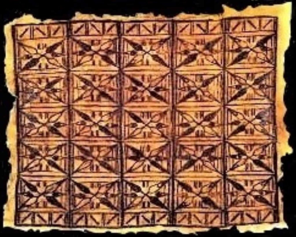 Antiguo paño de Mutuba dibujado  